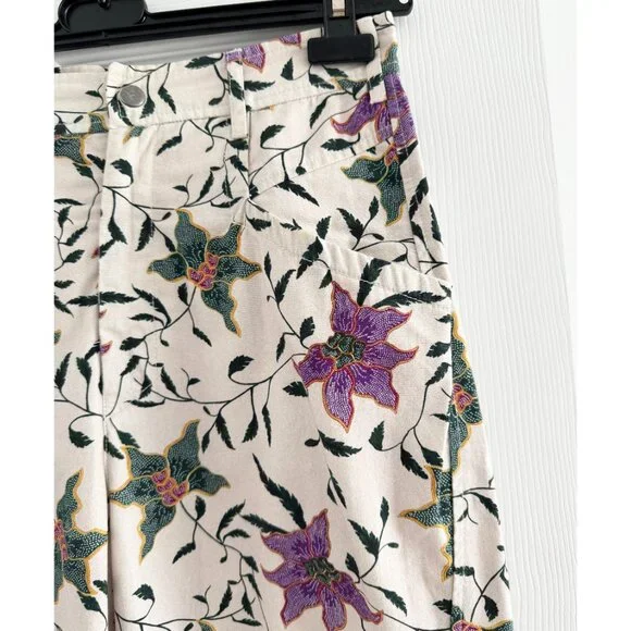 Isabel Marant "Gubaia" floral-print cropped tapered cotton trousers, size 36 - Picture 8 of 13